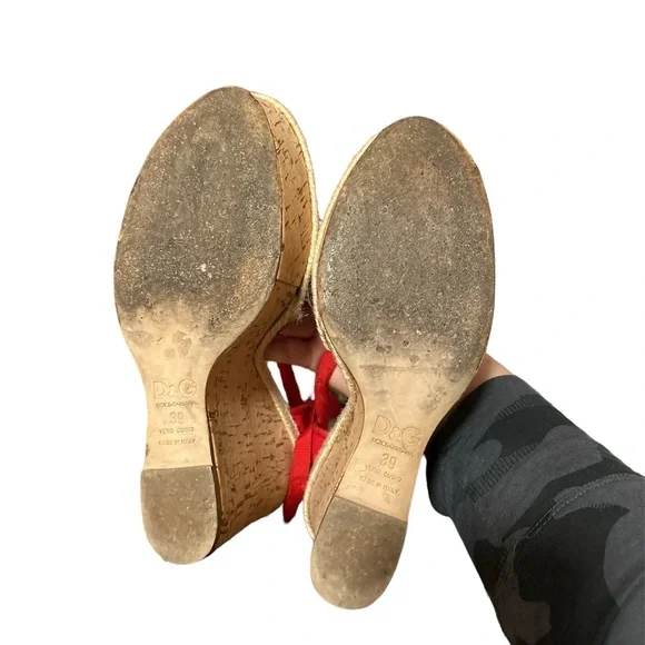 Dolce & Gabbana Red Espadrille Wedges - Picture 7 of 7